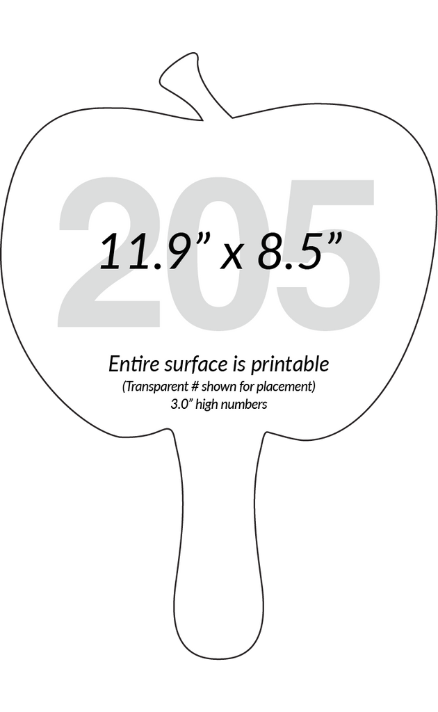 Apple shape auction paddle - just 1 of over 250 shapes we have!